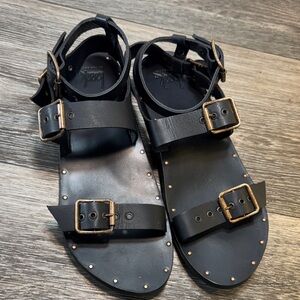 Beek black leather sandals woman’s size 8 (s177)